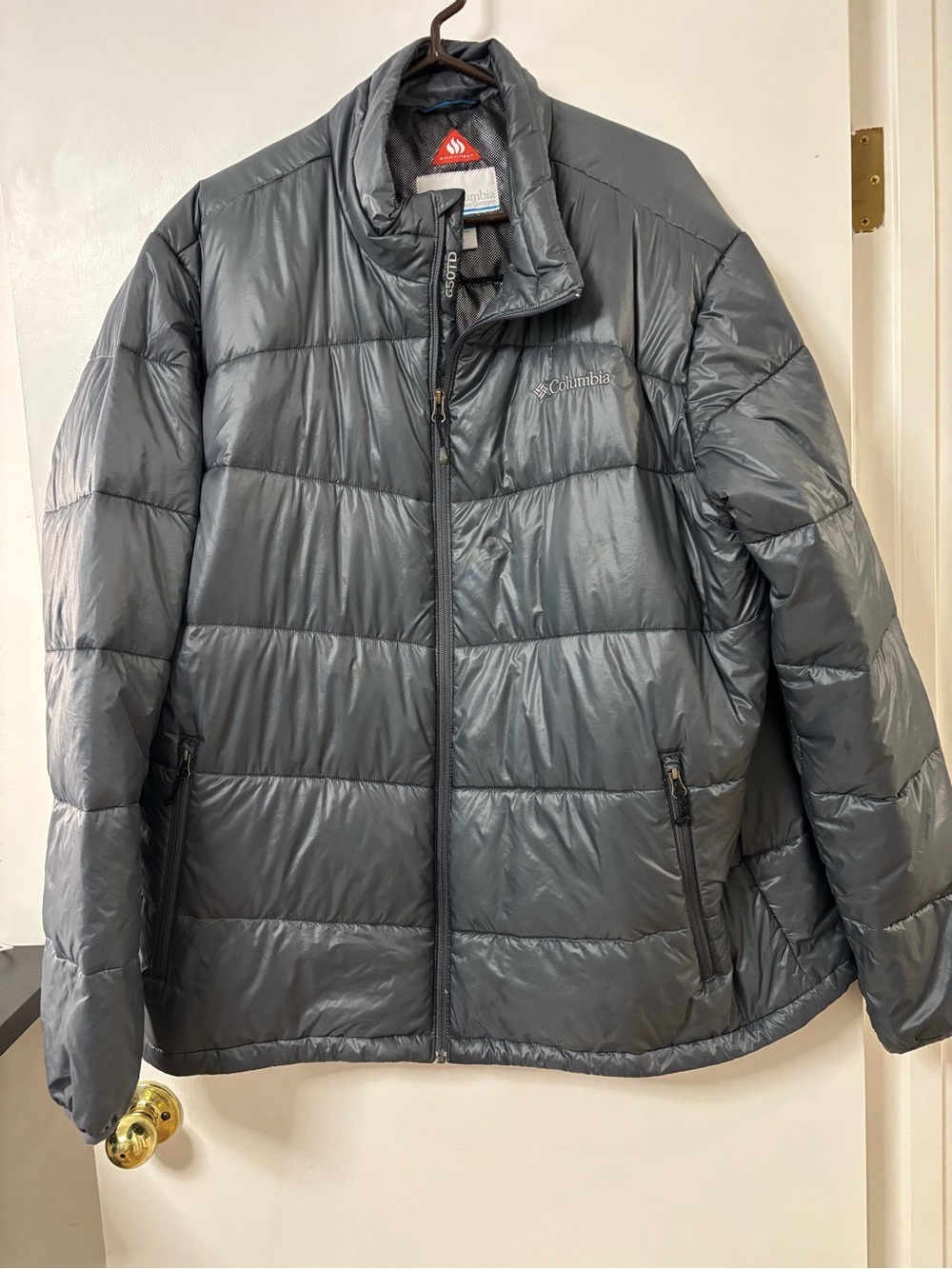 Columbia Omni-Heat Down Puffer Jacket Mens 2XT Tall Gray 650 Down Fill Coat